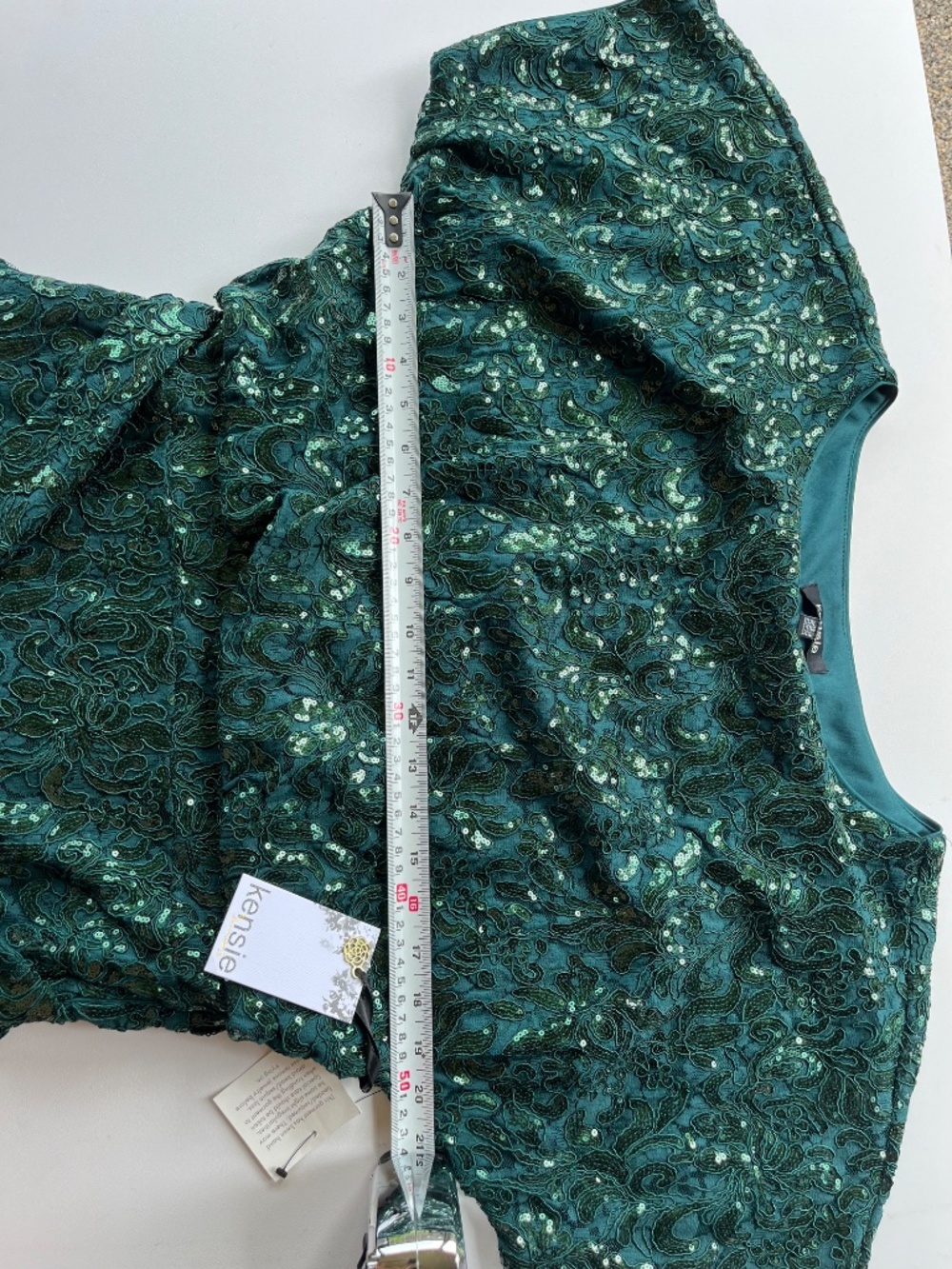 Kensie Emerald Green Sequin Lace Sheath Dress Size 12 NWT - Picture 11 of 16